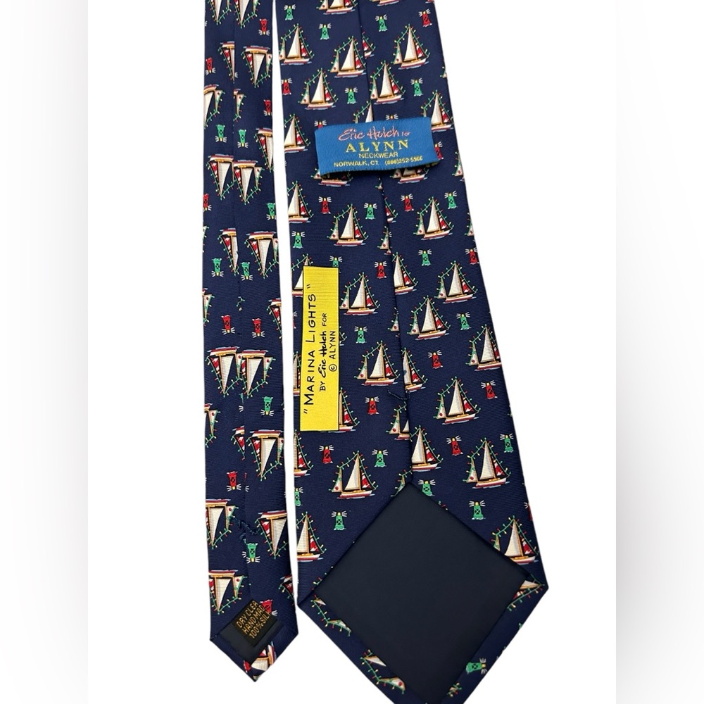 Erich Holch for Alynn 100% Silk‎ Marina Lights Tie Holiday Christmas Sailboats - Picture 8 of 11